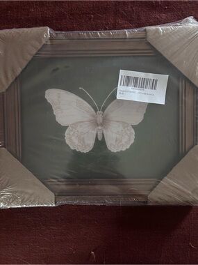 Butterfly Wall Art in Brown Frame - Unbranded